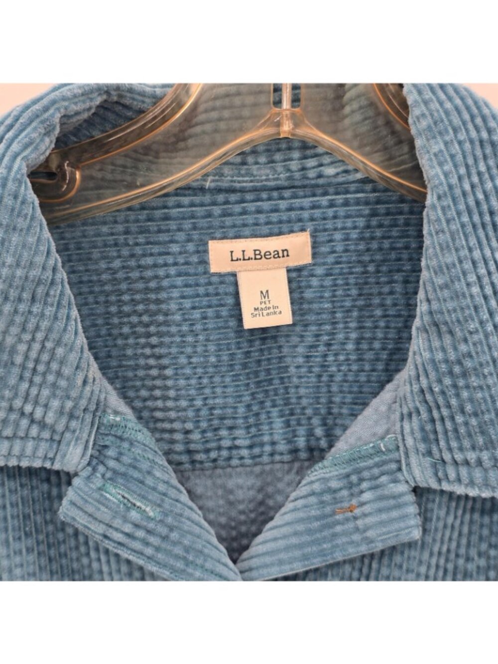 LL Bean Shirt Womens Petite M Blue Wide Wale Corduroy Button Up Casual Cotton - Picture 2 of 8